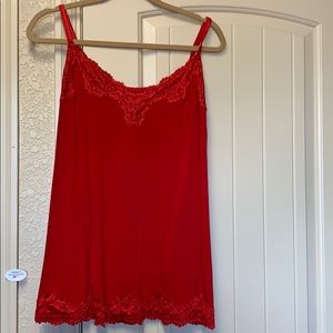 Red camisole with lace detailing